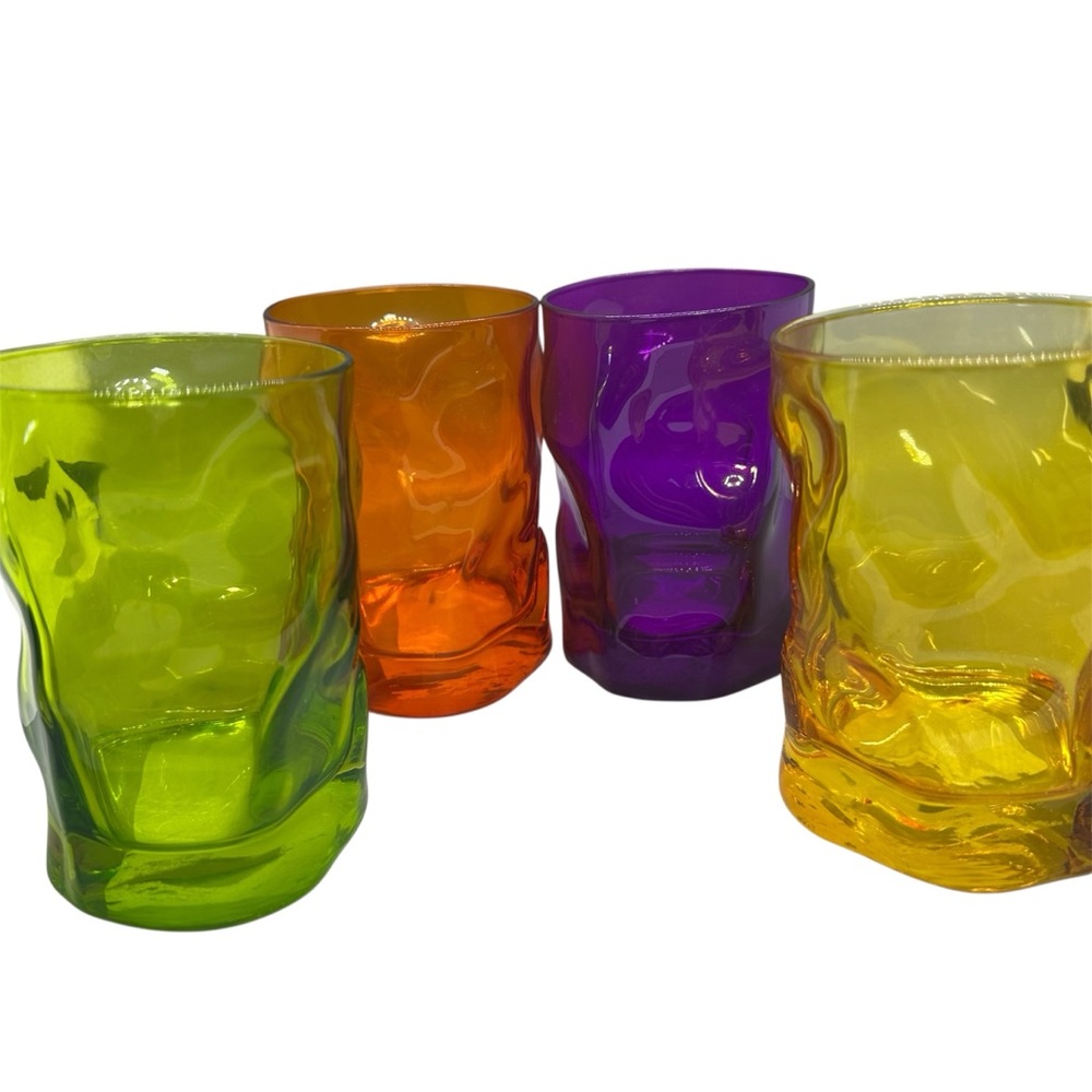 Bormioli Rocco Sorgente Colorful Old Fashioned 4 Count Glasses Made in Italy